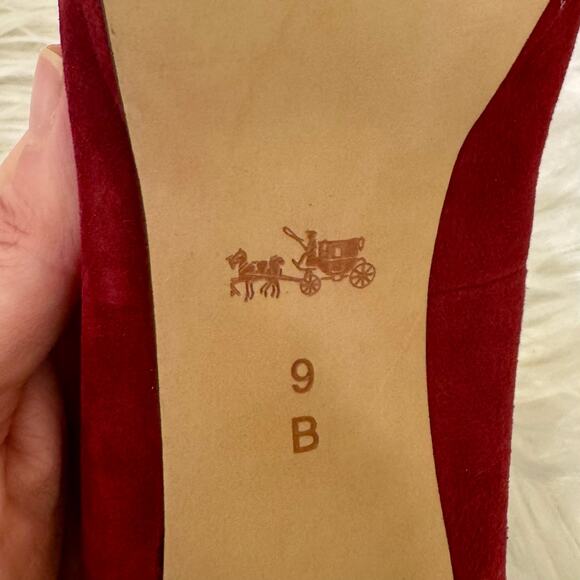 Coach Garden Loafer Platform Pump Heels Dark Red Suede Logo Womens 9B Career - Picture 14 of 14